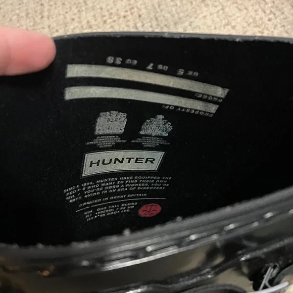 Hunter Glossy Black Boots - Picture 2 of 4